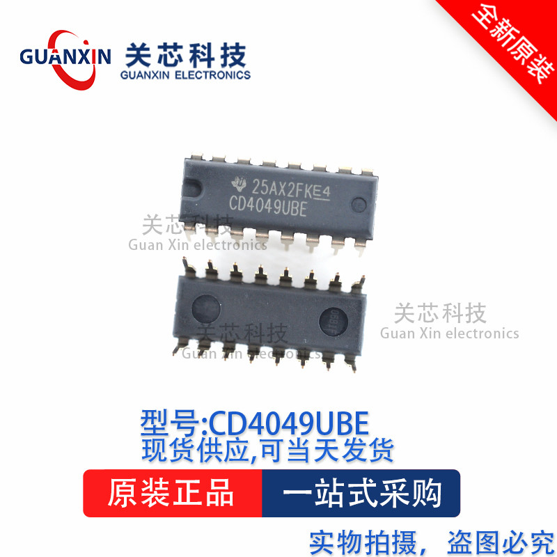 ชิปลอจิก CD4049UBE CD4049 DIP-16
