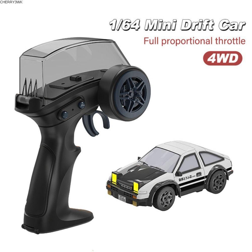 19VJKEPSHOP RC Drift Car, Racing Sports 1/64 MINI AE86 RC Stunt Car, สีดําและสีขาวไฟฟ้าพลาสติกรถของเ