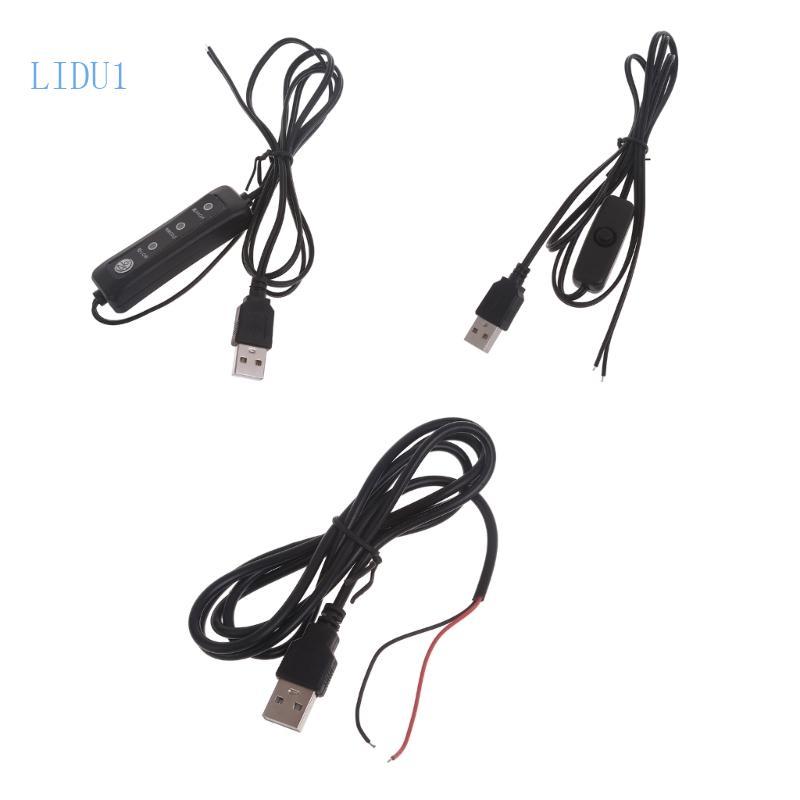 LIDU1 5V USB DIY สายไฟบัดกรีพร้อมสวิตช์สําหรับไฟ LED 5V แฟนกล้อง