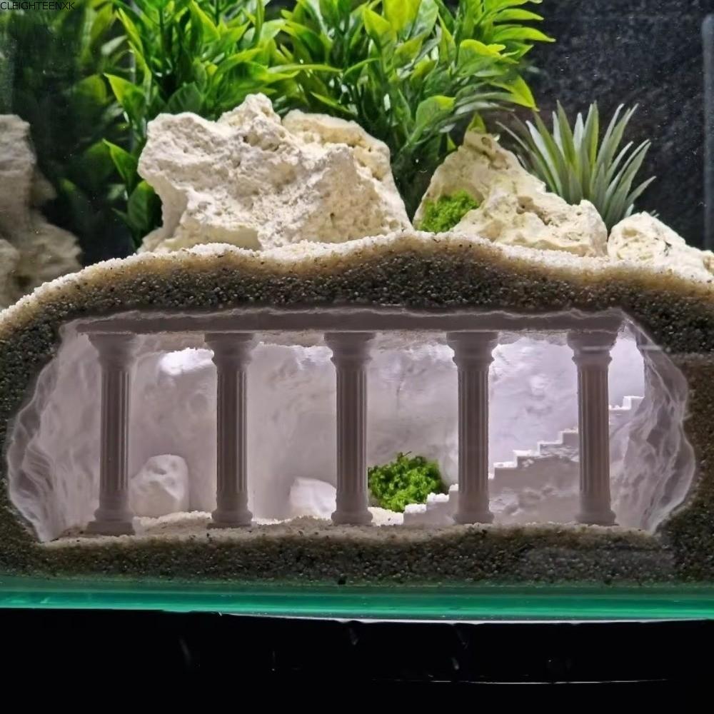CLEIGHTEEN8H Aquascaping Decor, การพิมพ์ถ้ํารูปร่างถ้ําถังปลา, ถ้ําบ้านซ่อนปลา Aquarium Decor