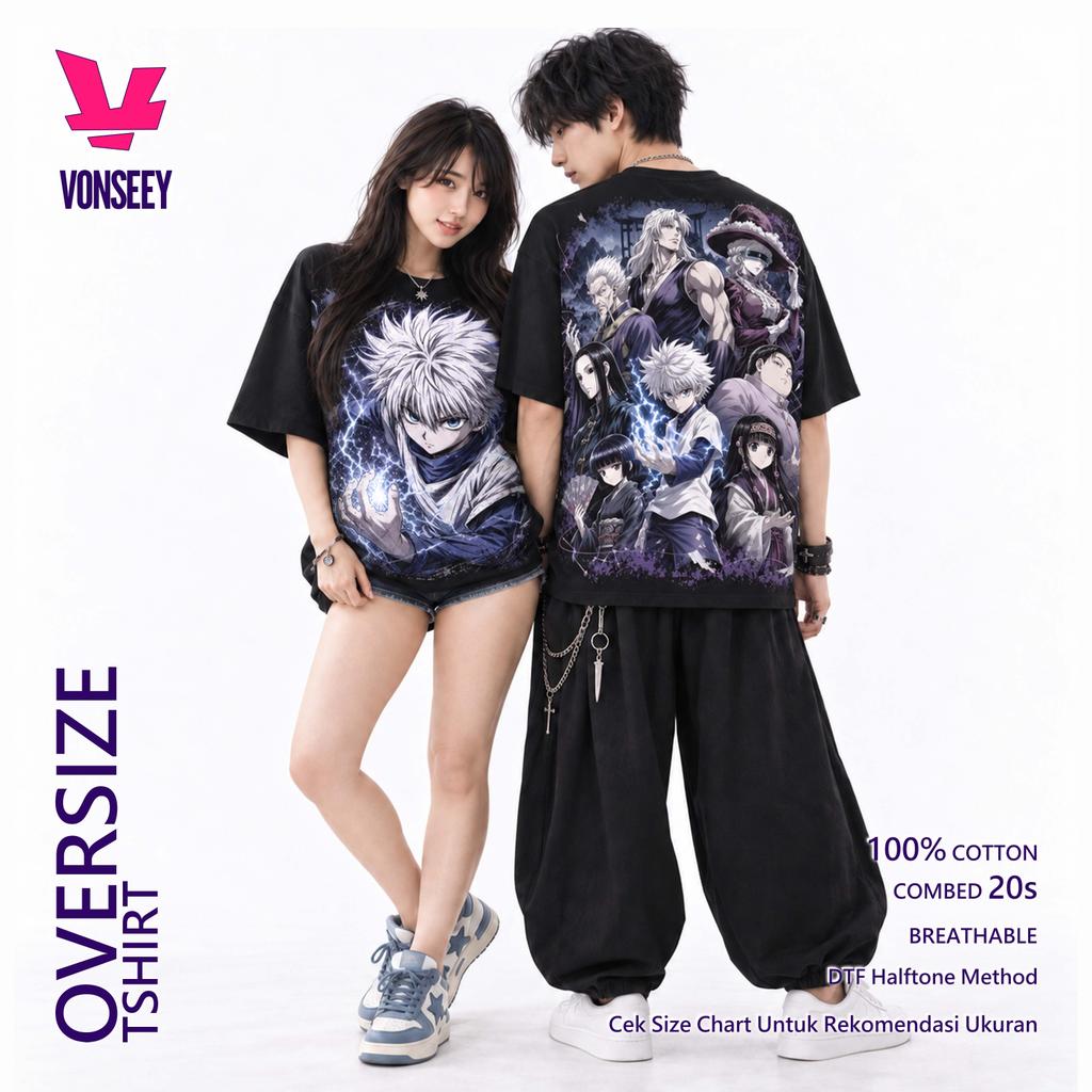 KILLUA ZOLDYCK FAMILY HUNTER X HUNTER วอนซีย์อะนิเมะมังงะเสื้อยืด Oversize Combed 20s DTF Halftone Premium