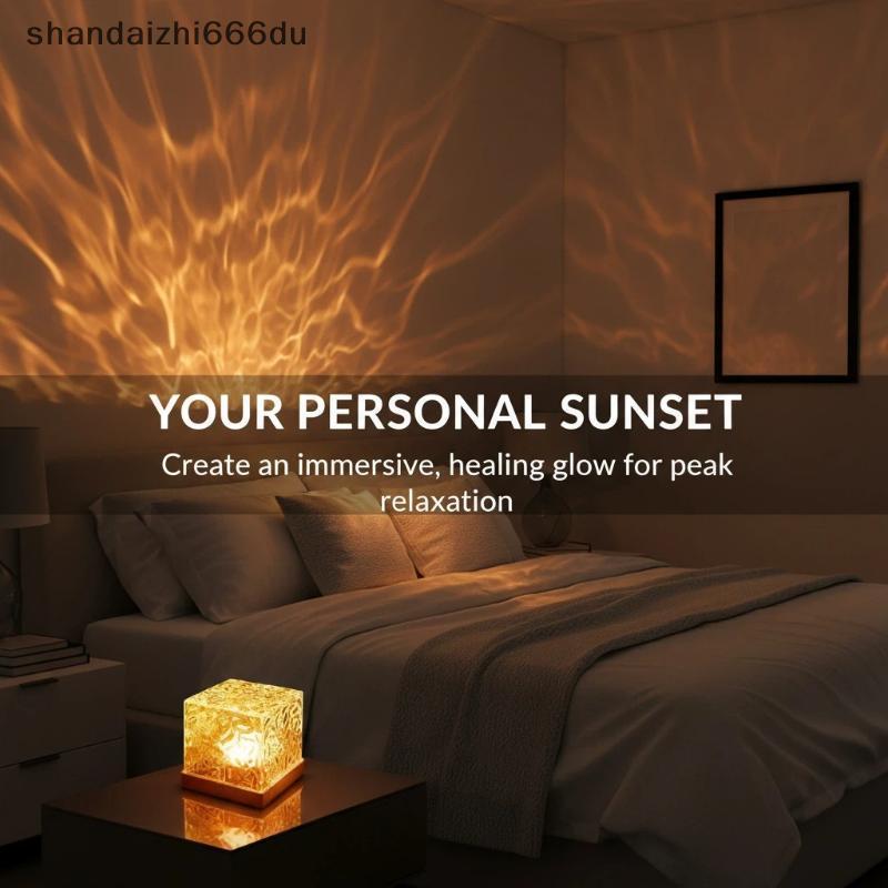 Shandaizhi666du 16 สีเปลี่ยนระลอกน้ํา LED โปรเจคเตอร์ Night Light USB ชาร์จโคมไฟสําหรับ Camping กลาง