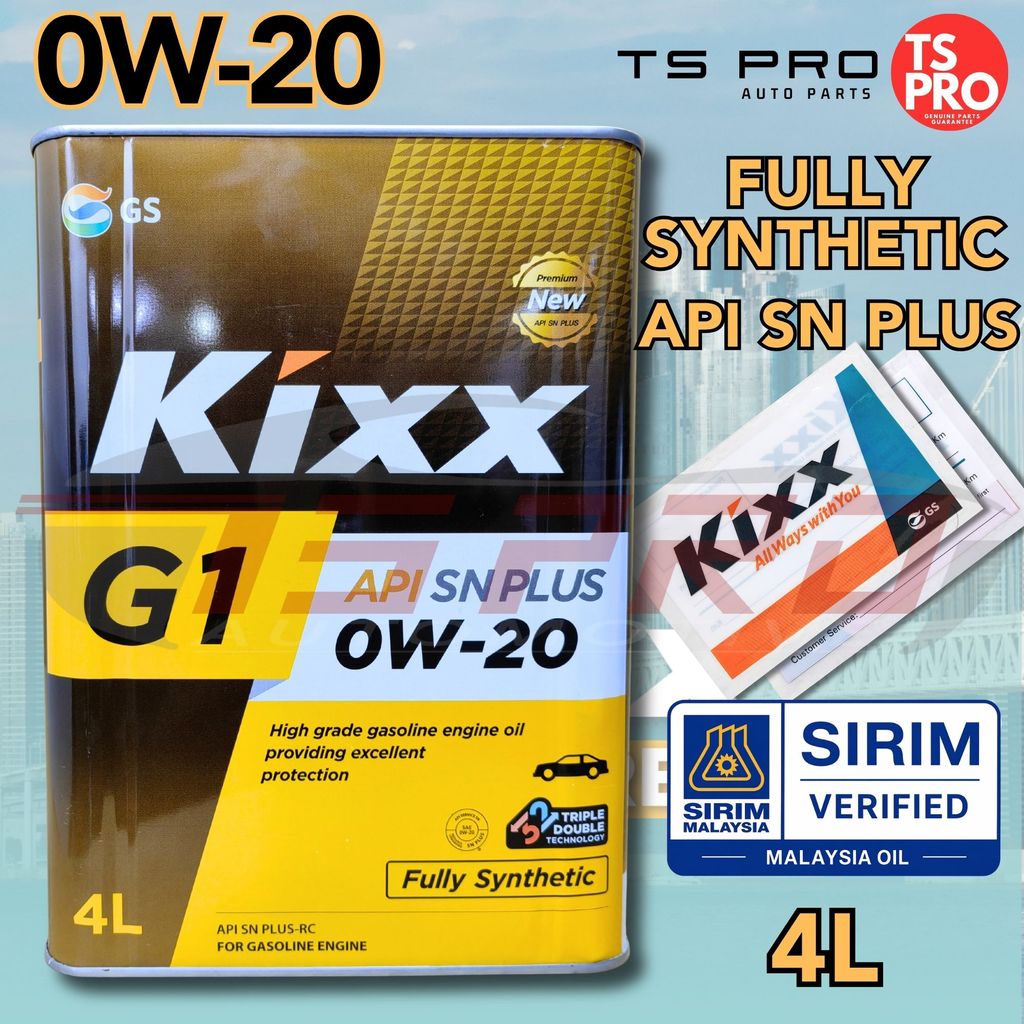 Kixx G1 0W-20 API SN PLUS-RC น้ํามันเครื่องสังเคราะห์แท้ 4L