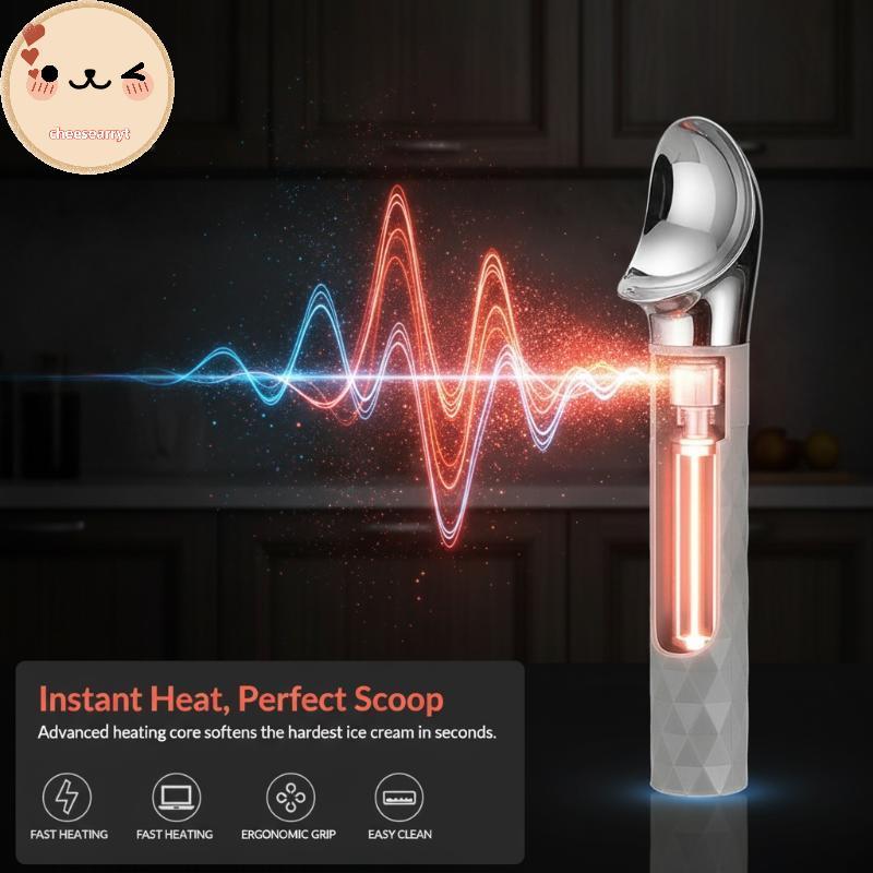 Chee เครื่องทําความร้อนไฟฟ้า Ice Cream Scooper ชาร์จ Anti-Scratch ไม่มีเย็นมือช้อนสําหรับเด็กวันเกิด