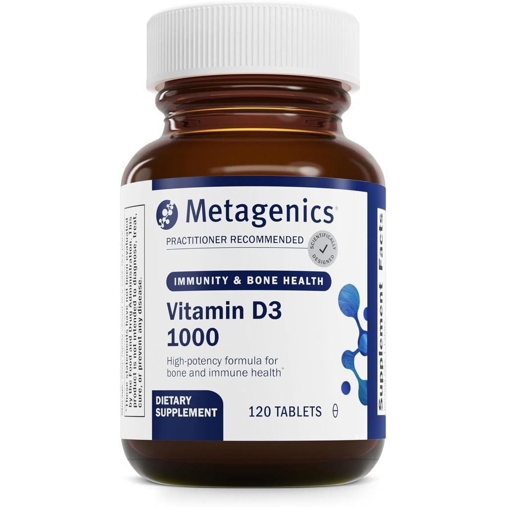 Metagenics D3 1000 IU D สําหรับสุขภาพการสร้างรูปแบบรูปแบบสุขภาพและพอร์ตภูมิคุ้มกัน 120 นับ
