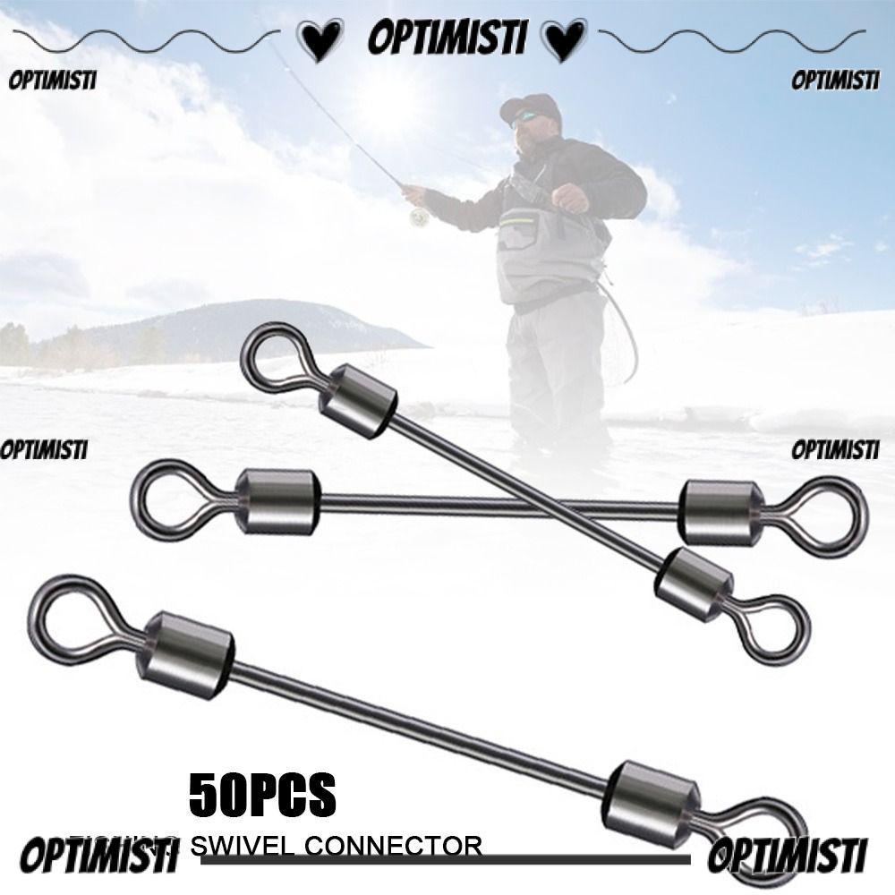 OPTIMISTI8E 50 ชิ้น Heavy Duty Ball, แบริ่งสแตนเลส Barrel Fishing Swivel Connector, คุณภาพสูง 3 ขนาด