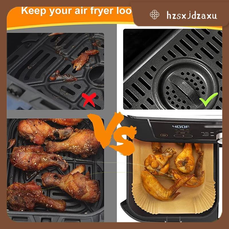 hzsxjdzaxu400Pcs Air Fryer กระดาษสําหรับ DZ201/DZ401 Nonstick สี่เหลี่ยมผืนผ้า Air Fryer กระดาษรองอบ