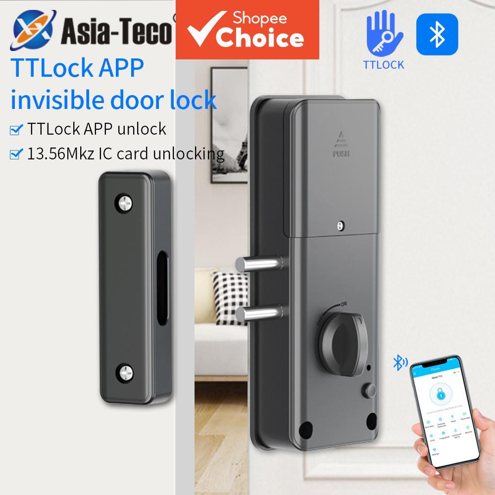 TTLOCK ล็อคประตูการ์ด IC อัจฉริยะ App ควบคุมฮาร์ดแวร์แบบไม่มีกุญแจสําหรับประตูไม้