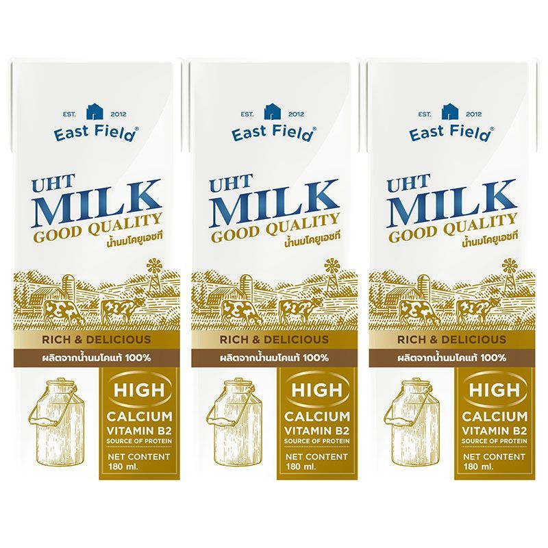 อีสฟิลด์น้ำนมโคยูเอชที 180มล. แพค 3 East Field UHT Milk 180ml. Pack 3