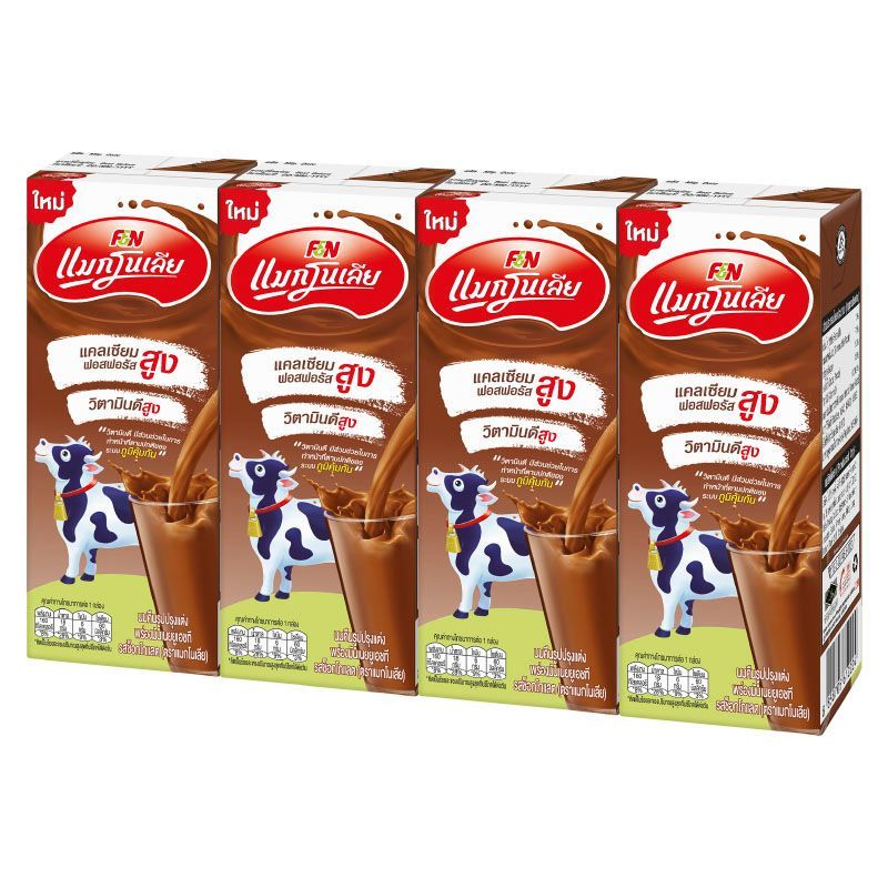 แมกโนเลียนมยูเอชทีรสช็อก 180มล. แพค4 Magnolia UHT Recombined Low Fat Chocolate Flavoured Milk 180ml. Pack4