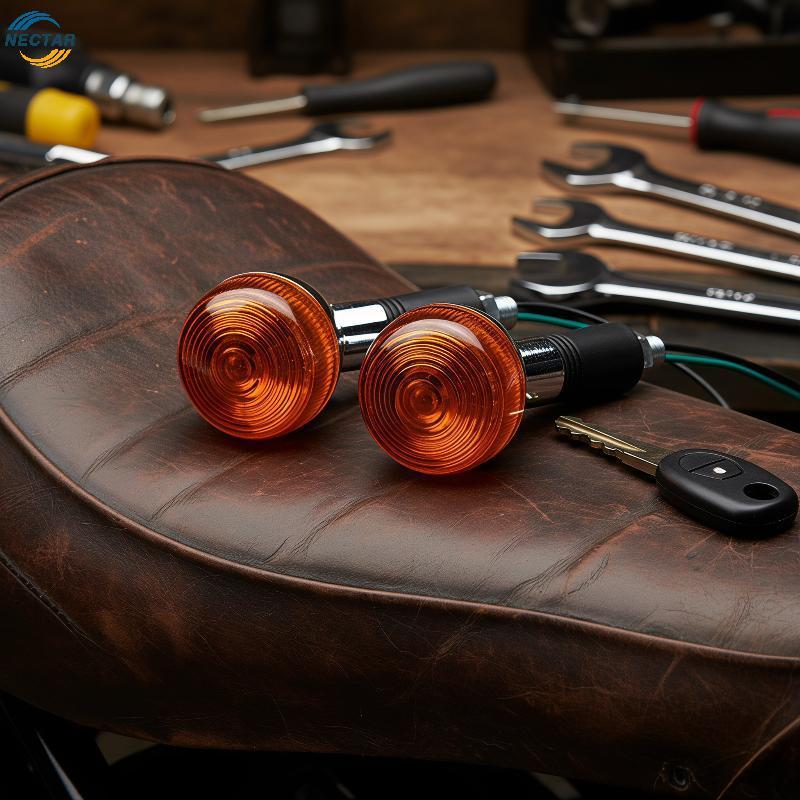 TAR 12V 10 มม.รถจักรยานยนต์ไฟเลี้ยว Amber ไฟแสดงสถานะสําหรับสกู๊ตเตอร์ Cafe Racer N