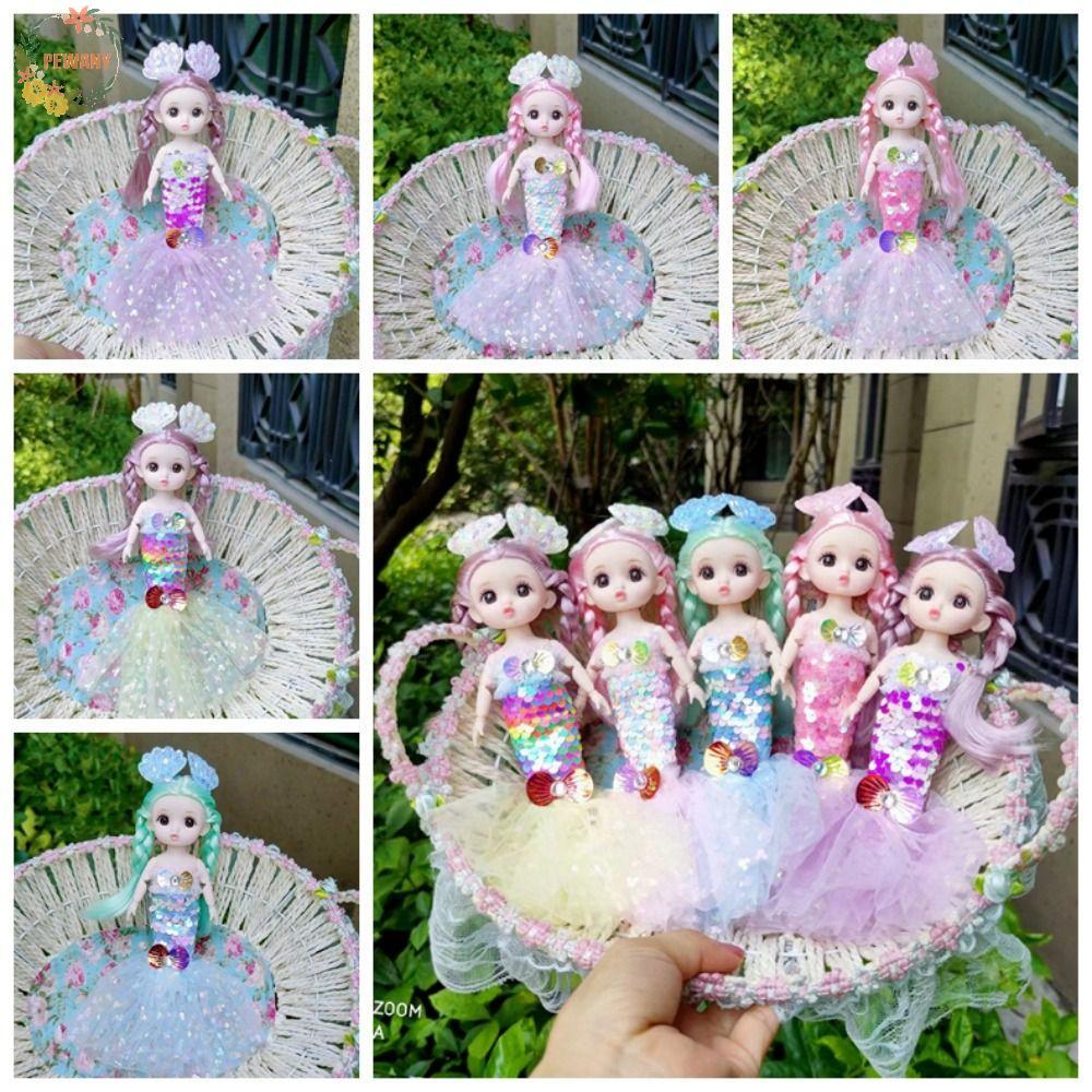 PEWANY Bjd ตุ๊กตานางเงือกของเล่น,ชุดเสื้อผ้าที่ถอดออกได้ Bjd เจ้าหญิงเงือกตุ๊กตา,แฟชั่น Joint Movabl