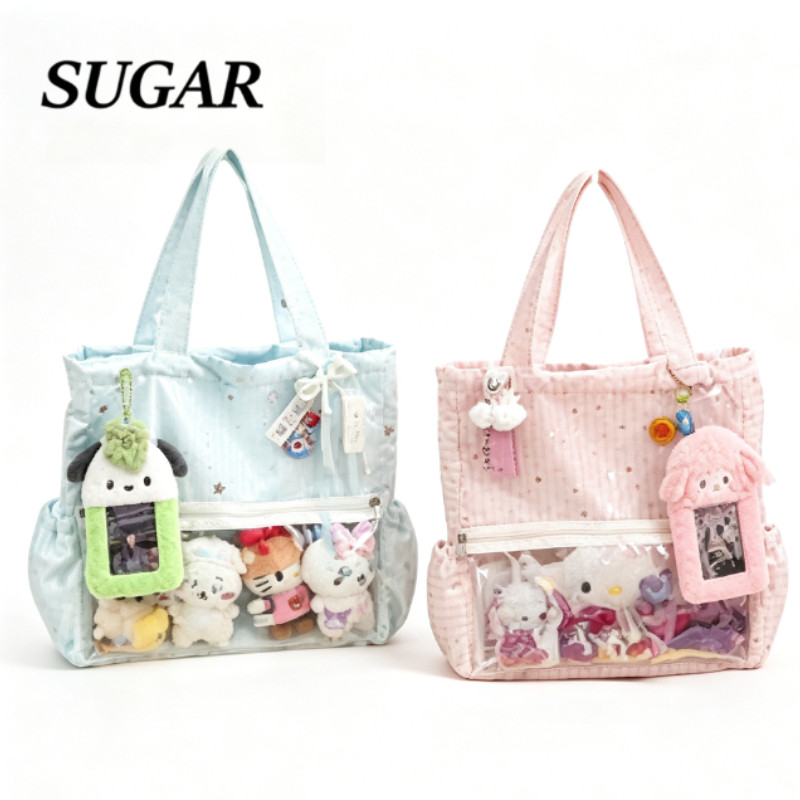ita bag กระเป๋าอวดเมน เป้สะพายหลัง ผ้าใบ ไนลอน ช่องใสโชว์ตุ๊กตา ความจุสูง สะพายไหล่
