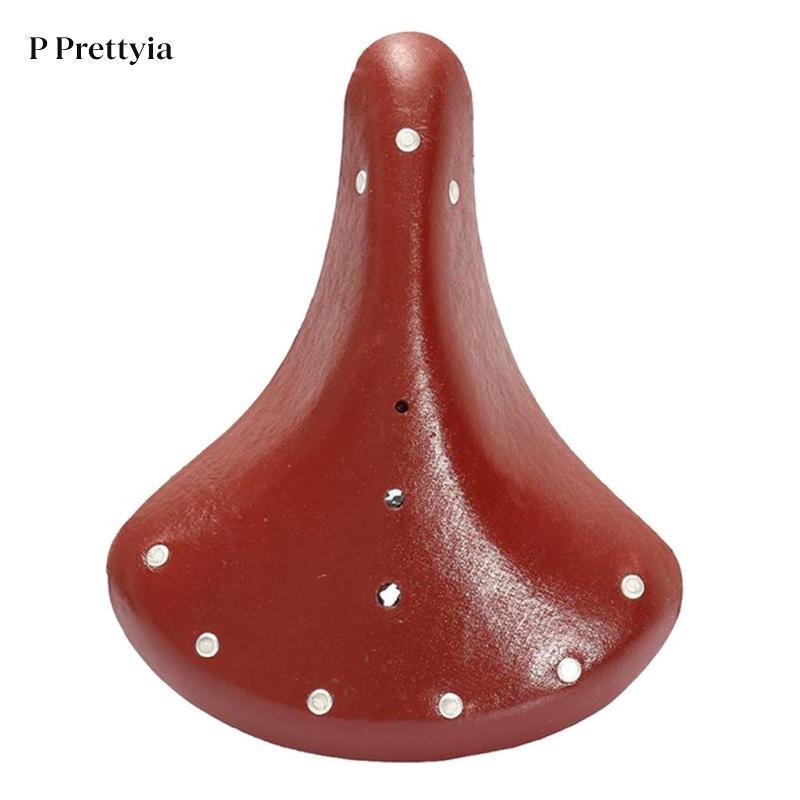 P Prettyia สไตล์วินเทจหนังจักรยานอานกว้าง Unisex เบาะ Shock Absorption Breathable สําหรับอุปกรณ์จักรยาน