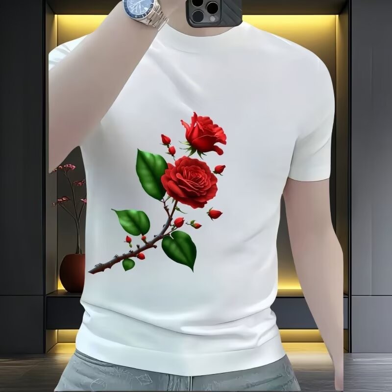 2025 NEW 2025B1592 Black and White Big Red Wine Red 230g Pure Cotton P17 S-5XLnew23 R3I0