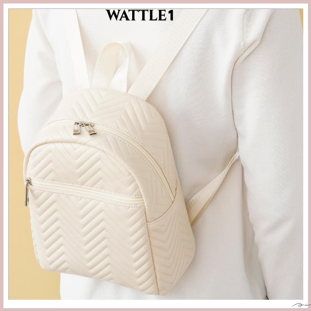 WATTLE เป้ผู้หญิง หนังquilting ขนาดใหญ่ สไตล์คลาสสิก สีทึบกันน้ำ เหมาะสำหรับนักเรียนและกิจกรรมกลางแจ้ง