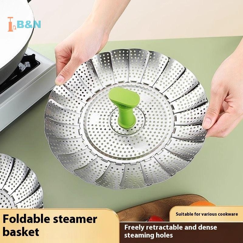 XeR 9/11 นิ้วสแตนเลส Lotus ถาดนึ่งพับอาหาร Steamer ผักผลไม้ตะกร้าอาหารตาข่าย Steamer Rack ทําอาหารเครื่องครัว TH