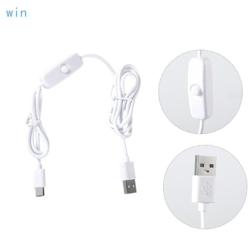Win 1 2m 3 9ft USB to Type C สายไฟขยายสายไฟพร้อมกุญแจสลับรองรับ 5V3A ชาร์จสําหรับ Electron อื่นๆ