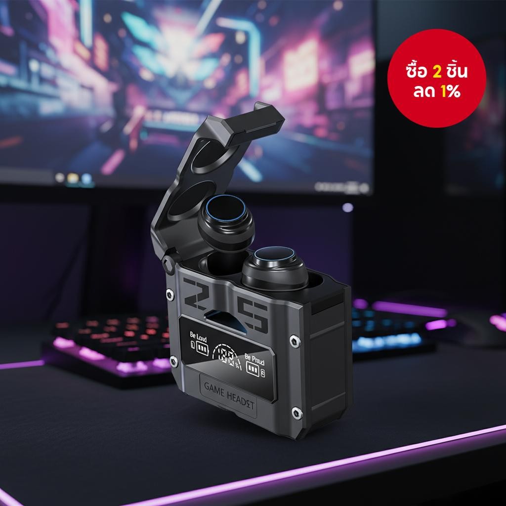 หูฟังบลูทูธ M25 TWS กันน้ําพร้อมจอแสดงผล LED และเสียงรอบทิศทาง พร้อมแบตสํารองในตัว