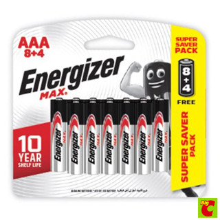 เอเนอไจเซอร์ ถ่านอัลคาไลน์ ขนาด AAA แพ็ค 8+4 ก้อน