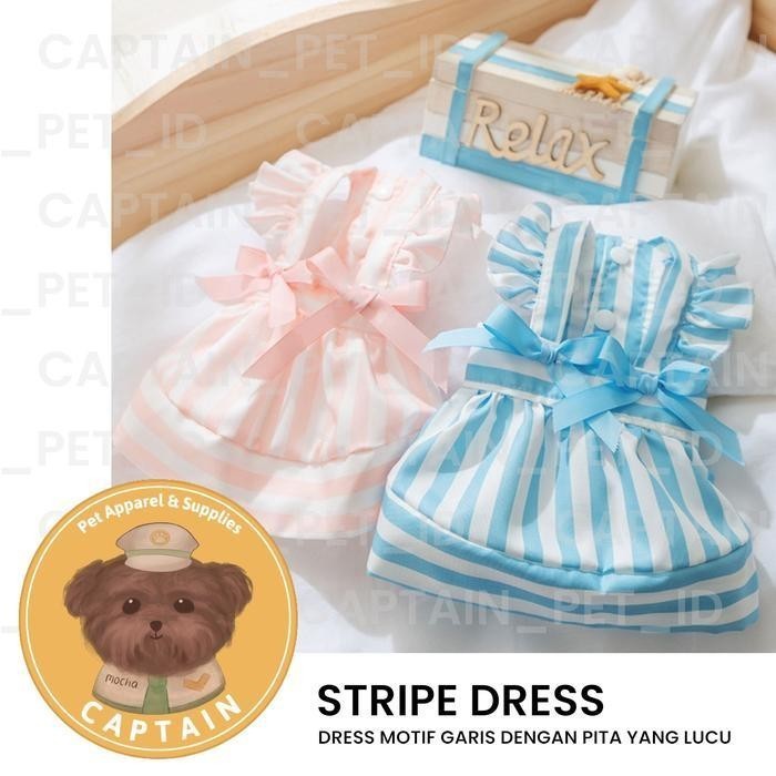 [24] STRIPE DRESS DOG CLOTHES CAT PET COSTUME DRESS DOG CLOTHES CAPTAINPET