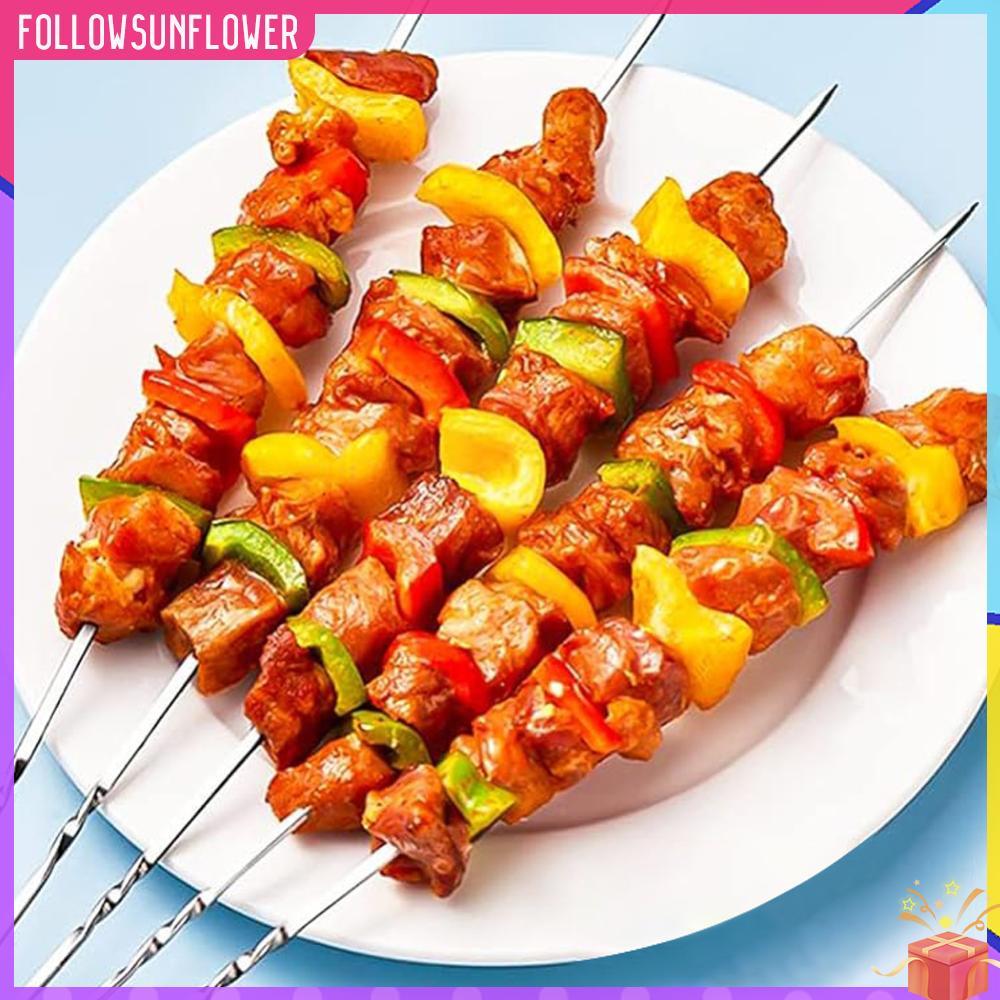 ♧ติดตามดอกทานตะวัน♫  Kabob Skewers สแตนเลส BBQ Kabob Skewers ด้ามยาวย่าง Skewers Shish Kebab สําหรับ