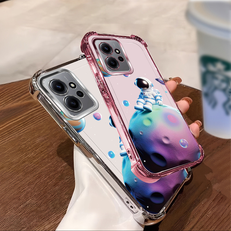 เหมาะสําหรับ Redmi NOTE 12 pro 4G 5G POCO X5 F5 เคสโทรศัพท์กันกระแทกElectroplatedรูปแบบสาวสวยTPUแขนป