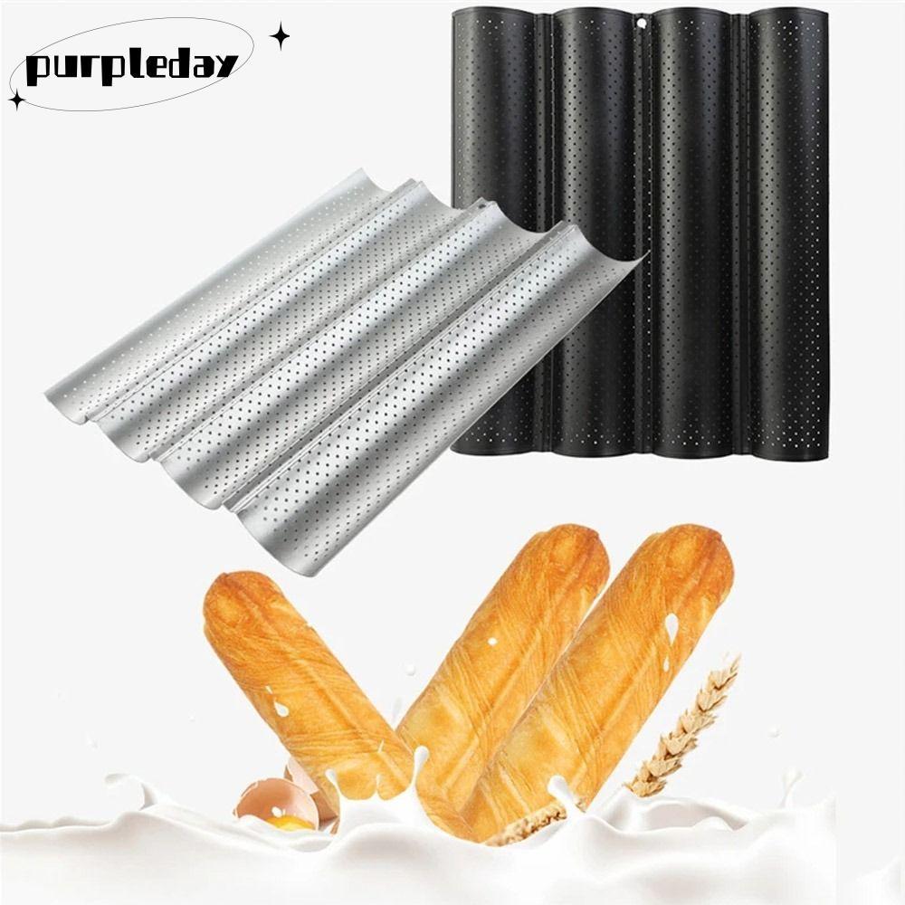 PURPLEDAY ถาดอบ Baguette, Waves Nonstick Baguette Mold, French Bread Toast Baking Tool Bakeware Bagu