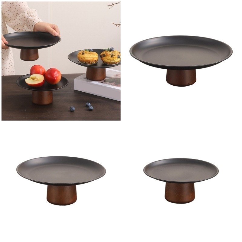 Yu Strong Oaken ถาดผลไม้เท้าสูงยืดหยุ่นสําหรับเข้าแขก