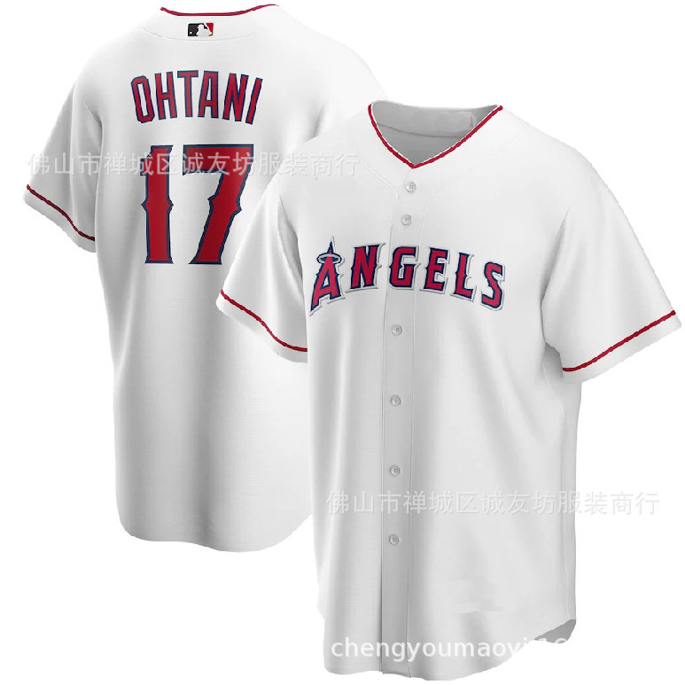 เสื้อเบสบอล.uniform แบบjersey สีขาว Angeles สำหรับ Ohtani พร้อมจัดส่งภายในวันเดียว