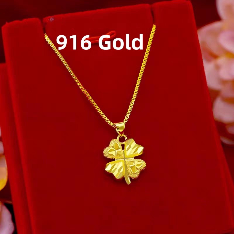 916 Tulen Charms Bajet Emas สร้อยคอแฟชั่นสําหรับผู้หญิงเจ้าสาวเครื่องประดับงานแต่งงานวันเกิดสําหรับผ
