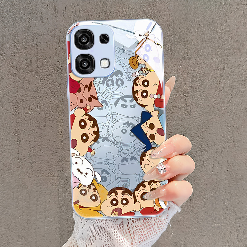 เคส OPPO A6 A5 Pro 5G Case เคสลายการ์ตูนน่ารัก ชินจัง สีช็อคกันกระแทก พร้อมขอบซิลิโคนอ่อน 2025 เคสโทรศัพท์กระจกหรูใหม่ สำหรับเด็กผู้หญิง หญิงนักเรียน – โปรปัง