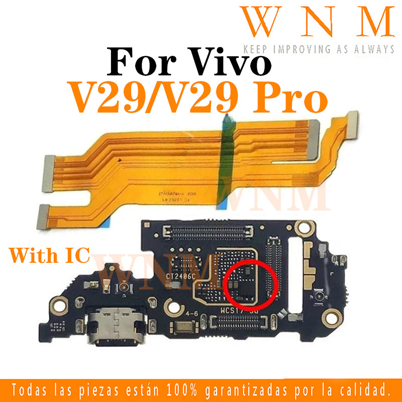 สําหรับ Vivo V29 Pro V29Pro เมนบอร์ดหลักเมนบอร์ด flex Board Connector จอแสดงผล LCD ริบบิ้น USB ชาร์จพอร์ต Dock Connector ชาร์จ Flex Cable เปลี่ยนอะไหล่