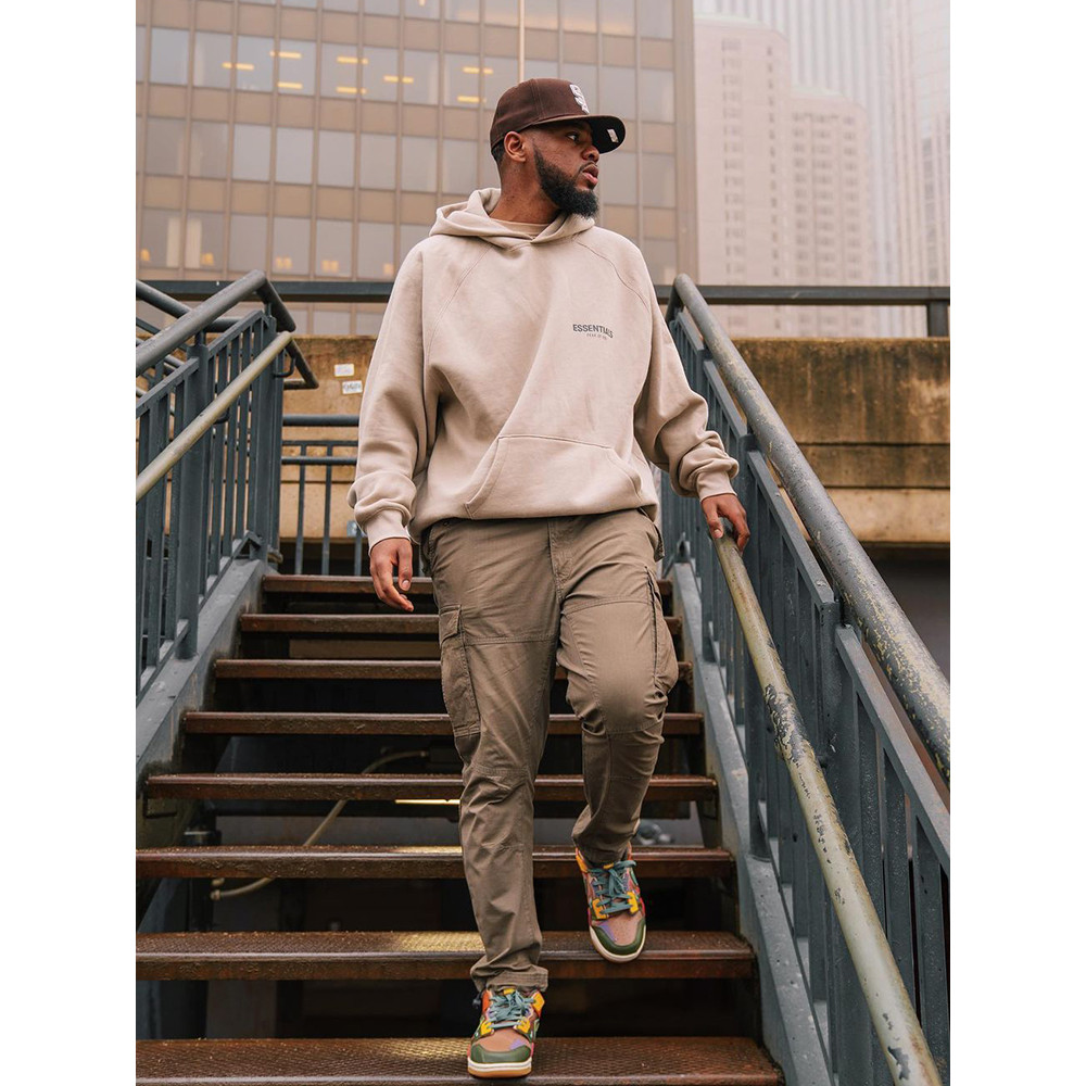 Fear of God FOG Essentials Hoodie Flocking พิมพ์ขนแกะ High Street Hoodie เสื้อกันหนาว