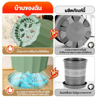 กระถาง กระถางต้นไม้พลาสติกสีขาว กระถางต้นไม้ ทรงกลม ตล์มินิมอล ระบายน้ำดีแบบพลาสติก