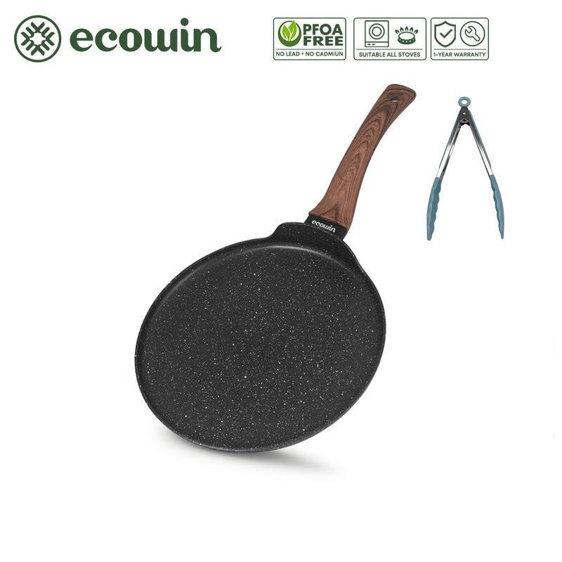 Ecowin 25CM กระทะเครปแบบไม่ติดPizaa Pan, Granite Dosa Pan PancakePan Induction & เครื่องครัวแก๊ส(PFO