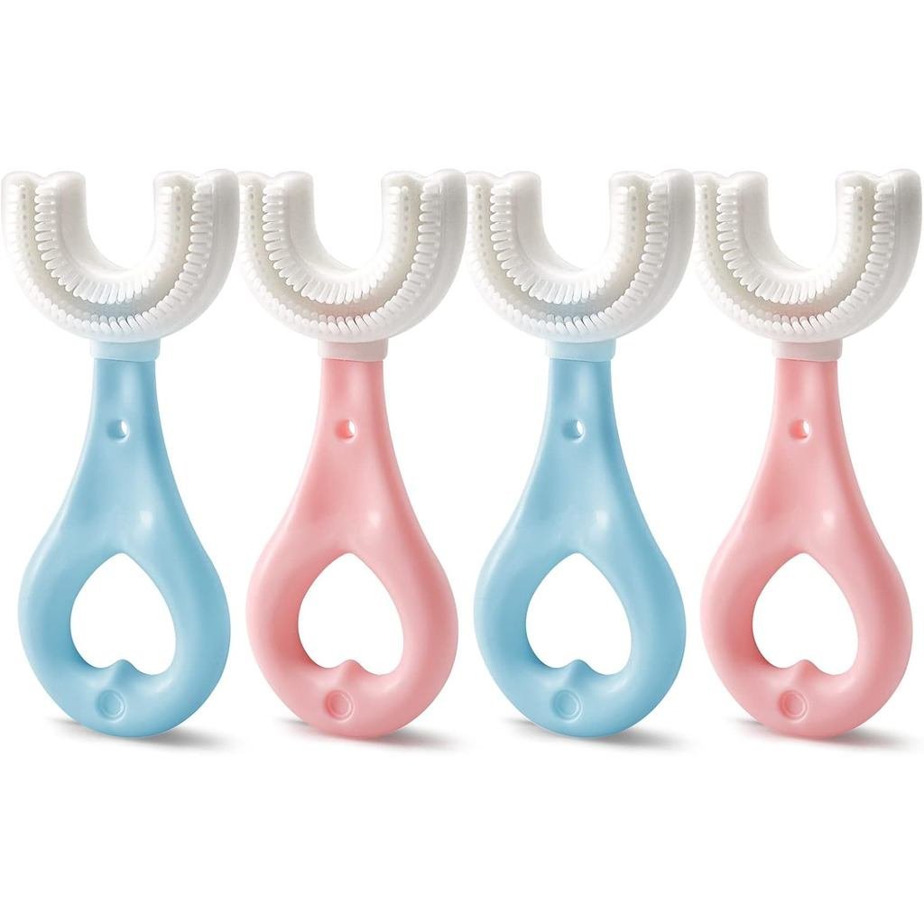 4-in-1 U-Shaped Toothbrush Set - Infant to Toddler Oral Care - Food Grade Silicone - Perfect for Age