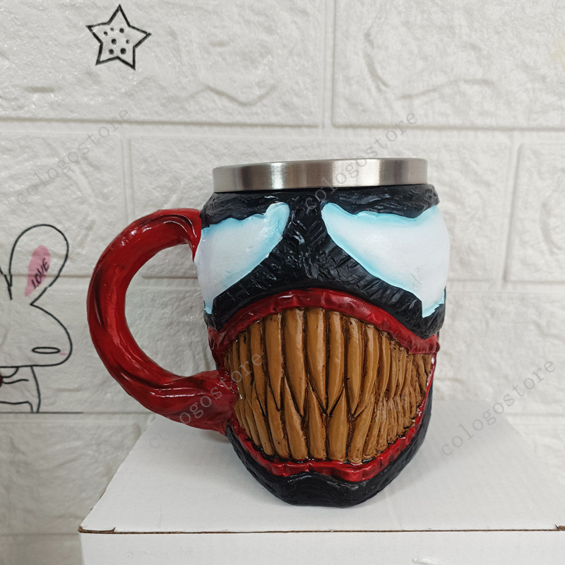 แก้ว Venom 3D พร้อมประติมากรรมเรซิ่นและซับเหล็ก – เครื่องดื่มสะสมสําหรับแฟนๆ Marvel