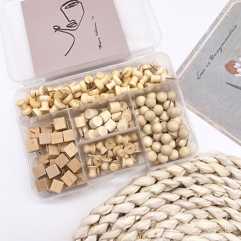 กดเล็บ Photo Wall Creative Pin โรงเรียนอนุบาล Cork Board ไม้ Pin Art I-Shaped เล็บ Log 9CB2