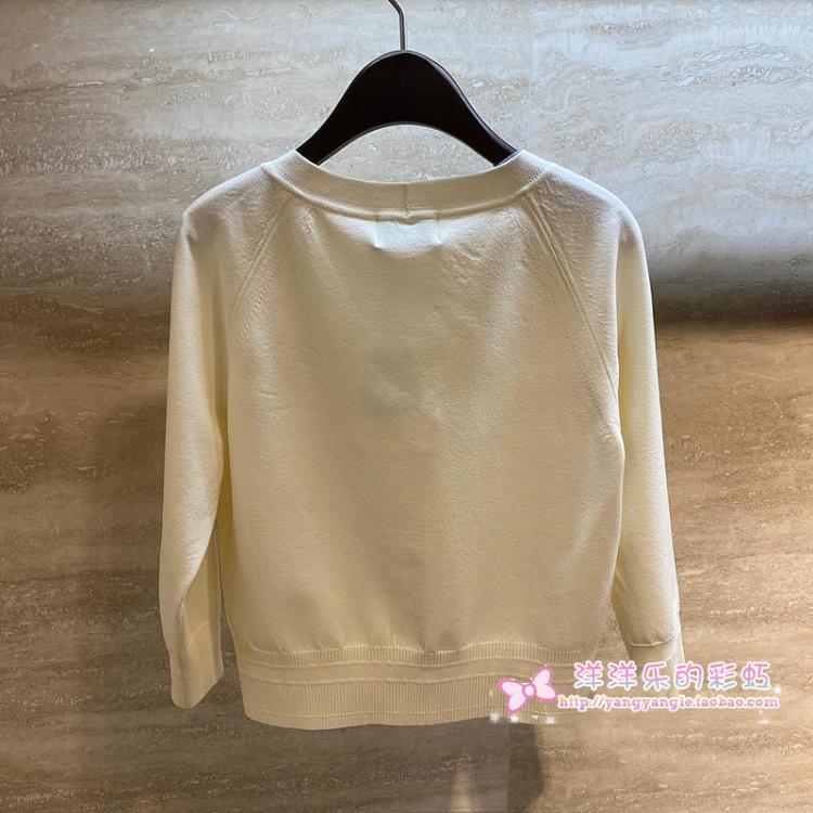 Y156 เกาหลี 22 ฤดูใบไม้ร่วง T1M แฟชั่น All-Match V คอเลื่อมปักสีทึบเสื้อถักเสื้อสเวตเตอร์ถักผู้หญิง