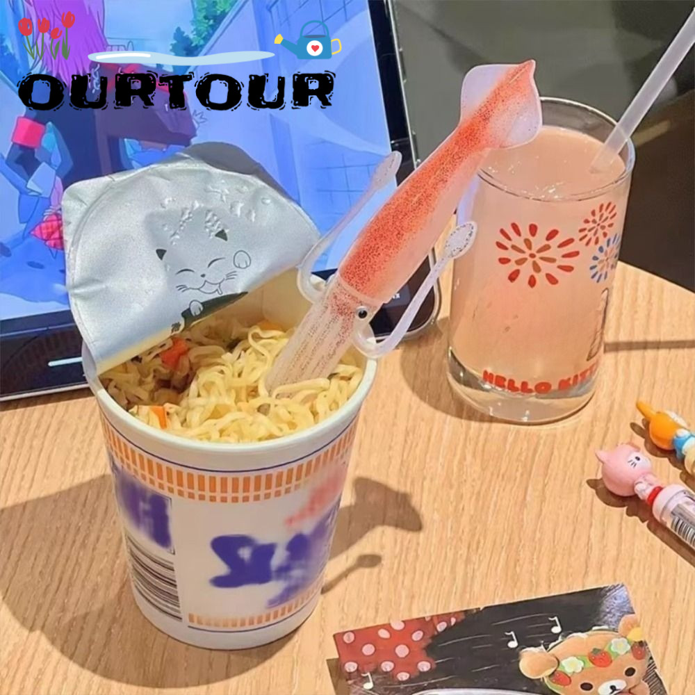 URTOUR Octopus Noodle Fork, 3-in-1 Squid-Shaped Food Picks,ตลกเครื่องมือทําอาหารแบบพกพาทนความร้อนบนโ