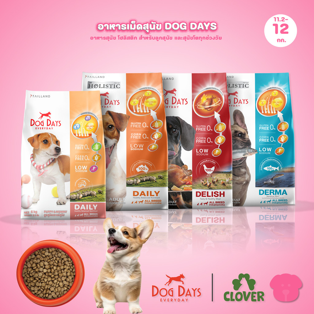 [ยกกระสอบ] Dog Days Super Premium&Holistic อาหารสุนัข ซุปเปอร์พรีเมี่ยม กลูเตนฟรี สำหรับสุนัขโตทุกสายพันธุ์ ขนาด 6-12kg