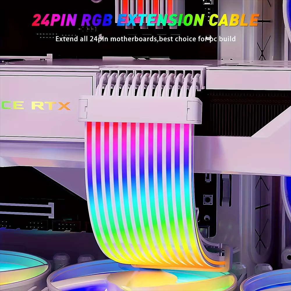 5V 3PIN ARGB PSU และ VGA Extension 24Pin PSU Extension ARGB Strip ARGB Sync สาย PSU ฝาครอบสายเคเบิล