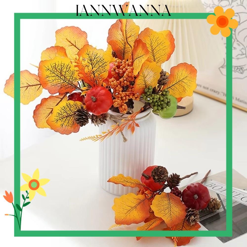 IANNWNA ฟักทอง Maple Leaf Decor, Flannelette Berry สาขาฟักทอง Berry สาขา, Harvest ฤดูใบไม้ร่วงประดิษ