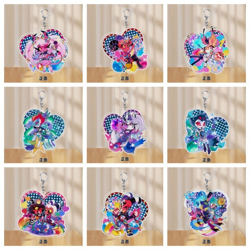 Helluva Boss พวงกุญแจผู้หญิง Pride 2025 พวงกุญแจสําหรับผู้ชาย Stolas Goetia พวงกุญแจ Moxxxie อะคริลิ