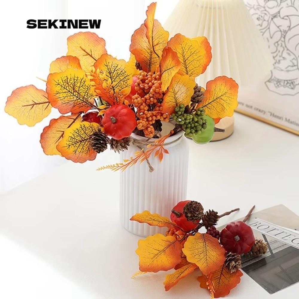 SEKINEW ฟักทอง Maple Leaf Decor, Flannelette Berry สาขาฟักทอง Berry สาขา, Harvest ฤดูใบไม้ร่วงประดิษ