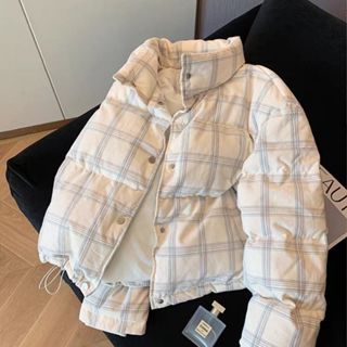 แจ็คเก็ตสไตล์เกาหลี ลายพิมพ์สก๊อต หนาสำหรับฤดูหนาว สไตล์ลำลอ…