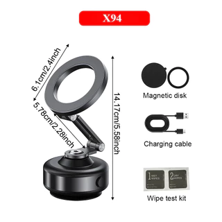 ToKerการชาร์จไร้สายแบบใหม่ 360 ° ที่วางโทรศัพท์ในรถยนต์ Vacum หมุนได้ เหมาะสําหรับ iPhone, Samsung, ที่วางโทรศัพท์ในรถยนต์แบบแม่เหล็ก Xiaomi,4-10.2 Inches ที่วางโทรศัพท์สูญญากาศ X94 X93