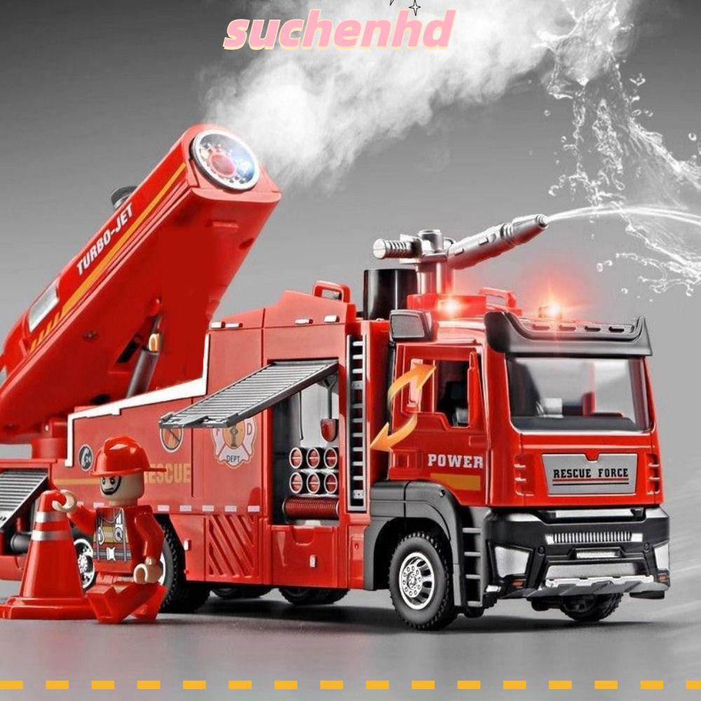 ซูเชนhd รถดับเพลิงรุ่น,พร้อมไฟเสียงดึงกลับฟังก์ชั่นสเปรย์น้ําของเล่นกู้ภัยดับเพลิง, ของเล่นโต้ตอบสนุ
