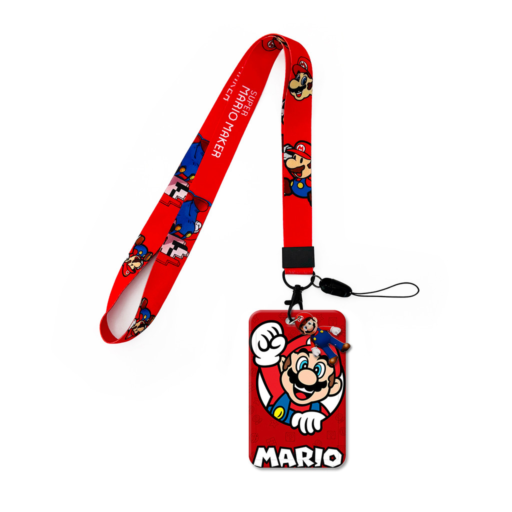 Y&P| สายคล้องคอ Super Mario Bros. วิดีโอเกม ผู้ถือบัตรนักเรียน ป้องกันการสูญเสีย สายคล้องคอโทรศัพท์มือถือ, LN007-A+B